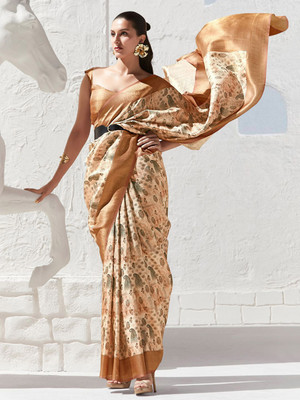 ANOUK Woven Chinnalapattu Silk Blend Saree(Brown)