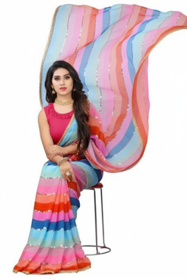 BELNATH Printed Bollywood Georgette Saree(Multicolor)