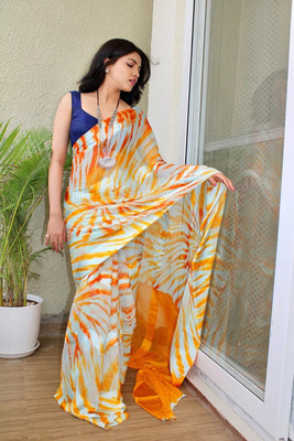 Ghan Sals Printed Bollywood Georgette, Satin Saree(Multicolor)