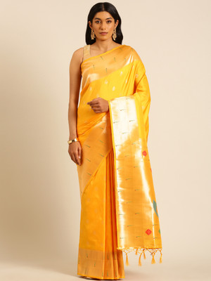 Tasrika Woven Paithani Pure Silk Saree(Yellow)