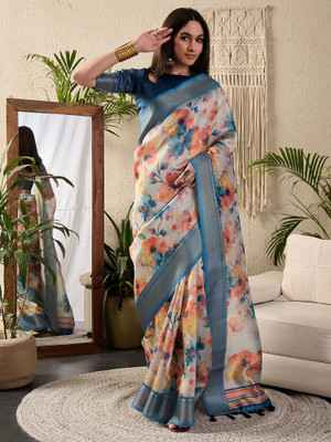 Sareemall Digital Print Chinnalapattu Silk Blend Saree(Multicolor)