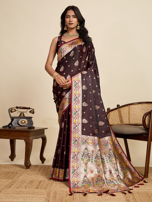 Nayanthara Trends Woven Paithani Silk Blend Saree(Purple)