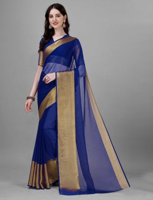 Vivan Fab Embellished Dharmavaram Chiffon Saree(Blue)