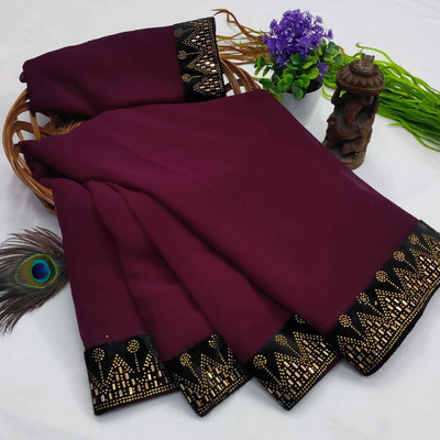 HouseOfCommon Embellished Bollywood Georgette Saree(Purple)