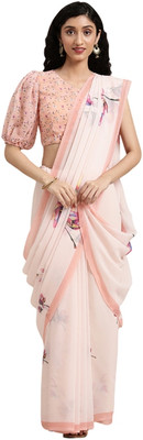 APERA Digital Print Bollywood Georgette Saree(Orange)