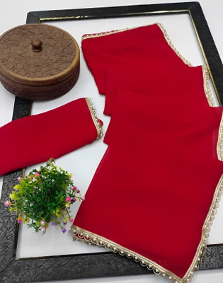 Aranvivira Solid/Plain Banarasi Georgette Saree(Red)