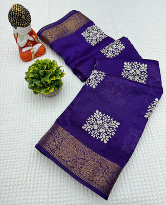 VAKHARIYAFAB Woven, Solid/Plain Bollywood Pure Silk, Art Silk Saree(Purple)