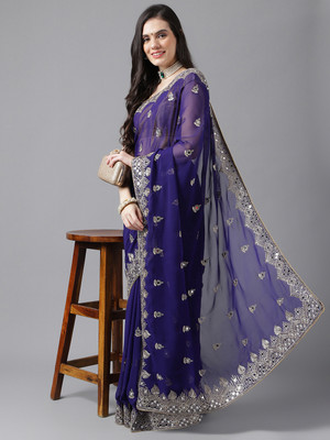 niseful Embroidered, Self Design Bollywood Georgette Saree(Blue)