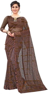 Suali Self Design Jamdani Cotton Blend Saree(Brown)