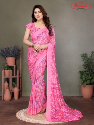 Anand Sarees Ombre, Paisley, Geometric Print Daily Wear Georgette Saree(Pink, Purple)