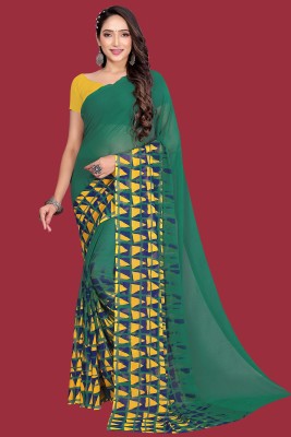 Aishwarya Printed Daily Wear Georgette Saree(Dark Green)