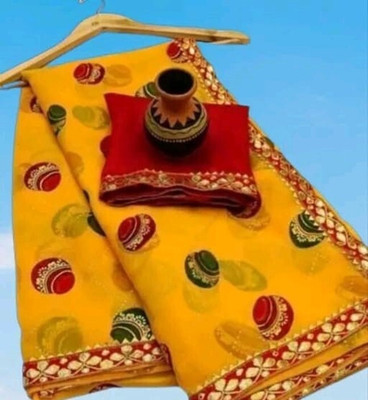 S.R.TEXTILES Embellished Bollywood Georgette Saree(Yellow)