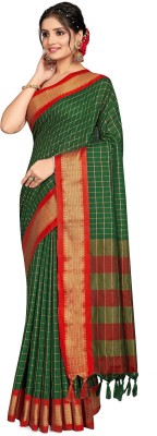 siya silk studio Embellished Bollywood Cotton Silk Saree(Green)