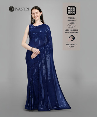 Divastri Embroidered Bollywood Georgette Saree(Blue)