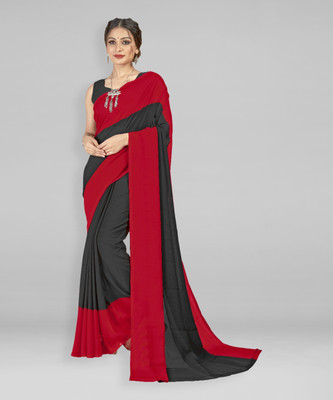 kashvi sarees Color Block Bollywood Georgette Saree(Red)