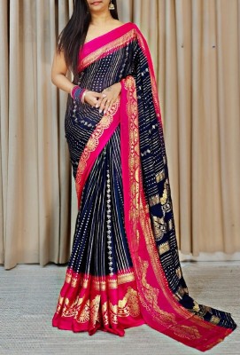 PROMISE IMPEX Printed Daily Wear Chiffon Saree(Blue, Pink, Multicolor)