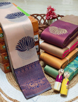 WOMENELEGENCE Embellished Banarasi Pure Silk Saree(Blue)