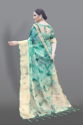 Aarunika SBT Self Design Bollywood Organza Saree(Green)