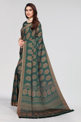 Reeta Fashion Printed Bollywood Satin, Silk Blend Saree(Green)