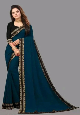 Samrudhh Solid/Plain Bollywood Georgette Saree(Light Blue)