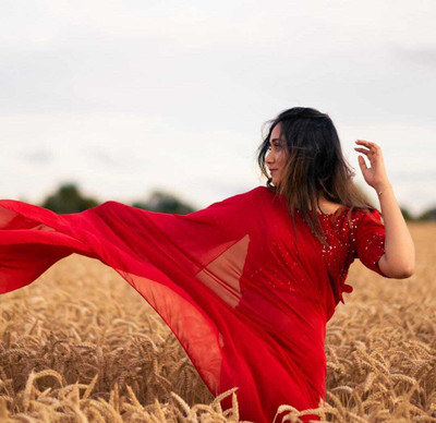 Anand Sarees Solid/Plain, Dyed Bollywood Georgette Saree(Red)