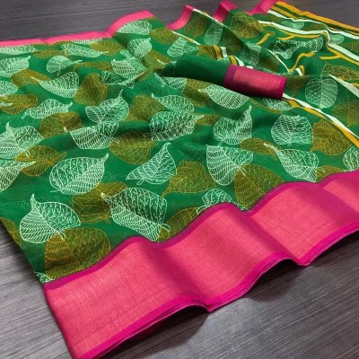 RUNAYA NX Printed Bollywood Cotton Silk Saree(Green)