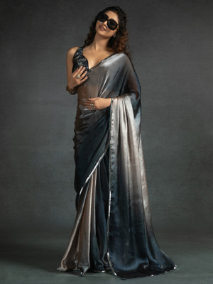 Divastri Embellished Bollywood Satin Saree(Beige)