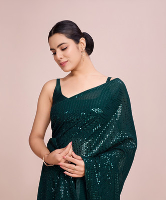 Divastri Embellished Bollywood Georgette Saree(Green)