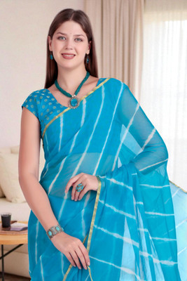WANQUILA Dyed Daily Wear Chiffon Saree(Light Blue)