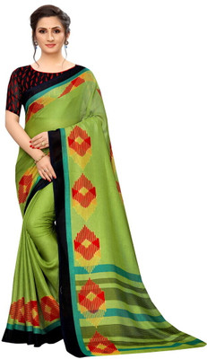 SHREE SOMANATH JARI Printed Bollywood Linen Saree(Light Green)