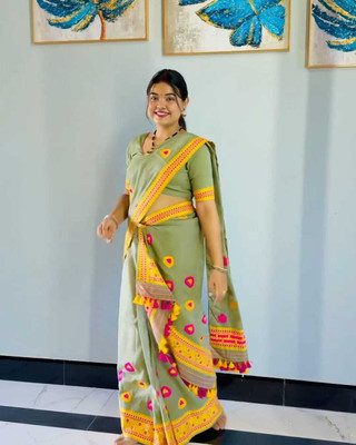 vrajnetic Woven Mekhela Chador Pure Cotton Saree(Multicolor)