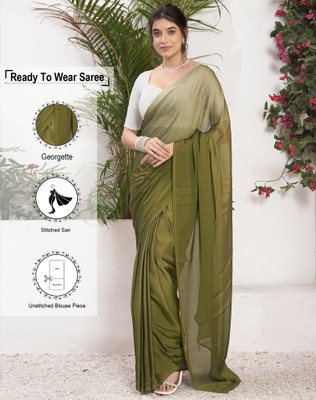 SIRIL Dyed Bollywood Georgette Saree(Green)