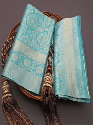 Julee Solid/Plain Banarasi Pure Silk Saree(Light Blue)
