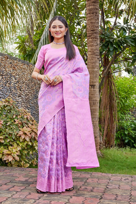 MANJULA SAREE Woven Banarasi Cotton Silk Saree(Purple)