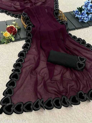 Sayal Creation Self Design Bollywood Georgette Saree(Purple)