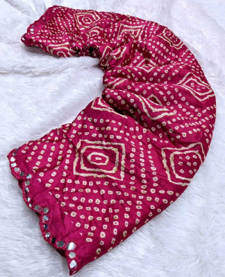 VD PRINTS Printed Bandhani Silk Blend Saree(Pink)