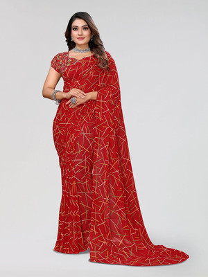 Moda Rapido Printed Daily Wear Georgette Saree(Red)