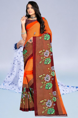 Leelavati Printed Daily Wear Georgette Saree(Orange)