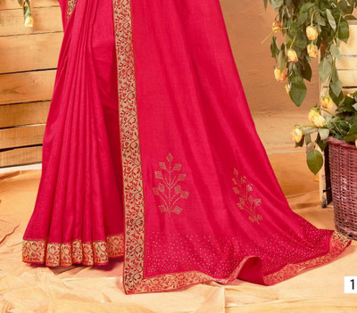 Gold Art Fashion Woven Banarasi Art Silk, Silk Blend Saree(Pink)