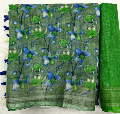 Arpita Fashion Digital Print, Floral Print Bollywood Linen Saree(Multicolor)