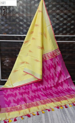 Nisha Creation Printed Bollywood Cotton Linen Saree(Multicolor)