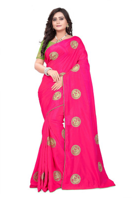 Divastri Embroidered Bollywood Silk Blend Saree(Pink)