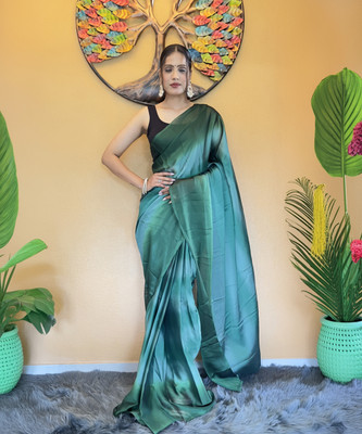 Upalksh Solid/Plain Bollywood Georgette, Chiffon Saree(Light Blue)