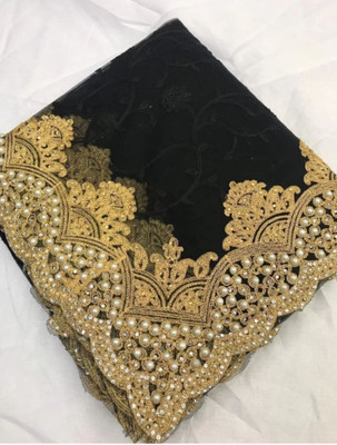 NIYANTAKSH Embroidered Bollywood Net Saree(Black)