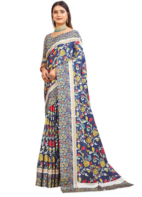 HouseOfCommon Printed Kanjivaram Pure Cotton, Cotton Silk Saree(Multicolor)
