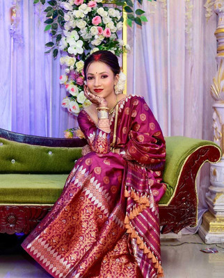 Garbguru Woven Mekhela Chador Pure Silk Saree(Multicolor)