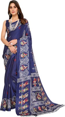 Priyashi Printed Mysore Art Silk Saree(Blue)