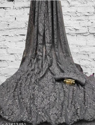 SwiftStyle Solid/Plain Bollywood Net Saree(Grey)