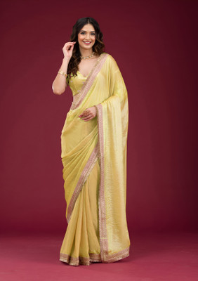shyamlata Embroidered Bollywood Jimmy choo Saree(Yellow)