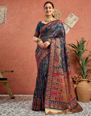 Sangria Woven Banarasi Pure Silk Saree(Blue)